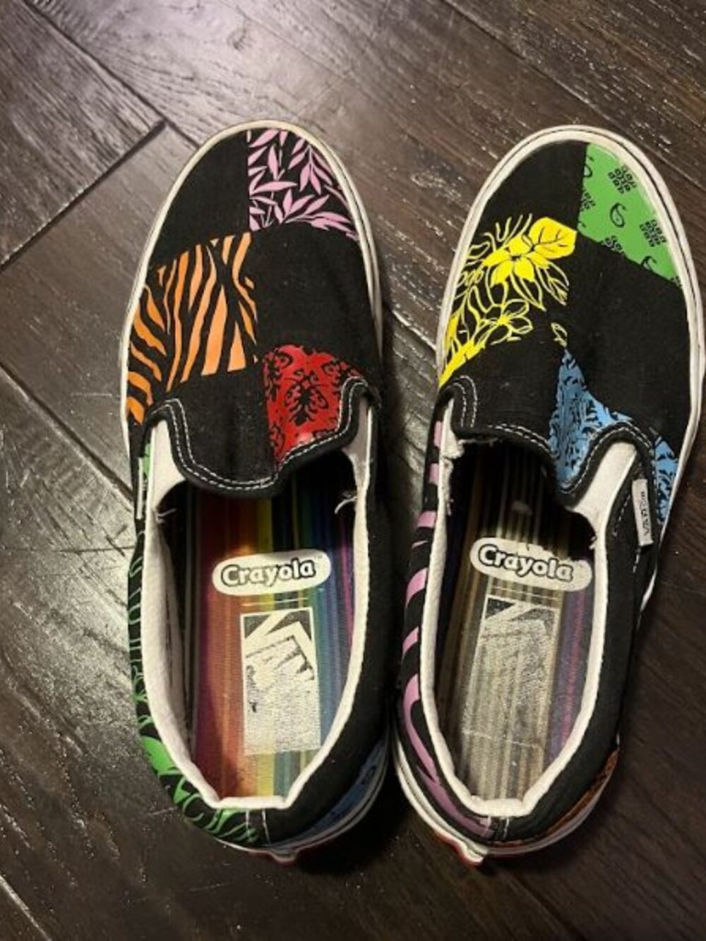 pre-loved crayola slip on vans in mens size 7.5